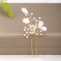 Korean version of bridal headwear hair accessories female simulation flower Pearl U-shaped clip hair floral headdress hairpin wedding photography accessories