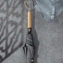 Floating-down double layer 5-level strong waterproof rainstorm umbrella large umbrella automatic straight bar mens retro wood handle Strong anti-wind long handle umbrella