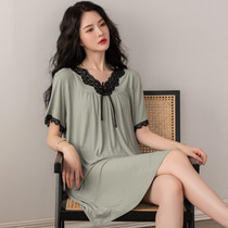 Sandro Vicari Modale Sleeps dress Women 2022 Summer short sleeves Long style Loose Big Code Home Dress