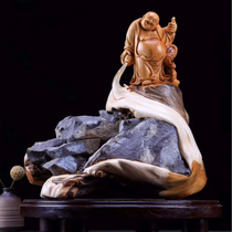 Taihang cliff Cypress tumor scar old material natural bouldering carving root carvings Maitreya Dharma God wood carving