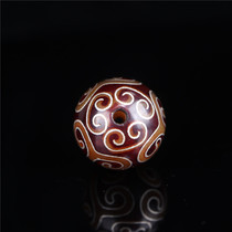 Tibetan Seiko silver-embedded natural red agate chalcedony reprint beads with beads Buddha beads Dorabao handstring 2 0CM agate beads