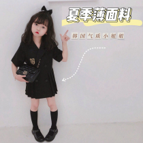 Girls short-sleeved suit dress summer childrens foreign style Korean baby Summer Academy style pleated princess skirt