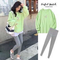 Pregnant women autumn suit fashion spring and autumn new net red pregnant Autumn Sweater out long sleeve jacket two-piece tide