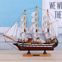 Mediterranean smooth sailing wooden sailing model ornaments desk creative and practical living room home decorations