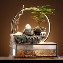 Zhaocai flowing water ornaments circulating water small ecological glass fish tank landscaping living room office desktop housewarming gift