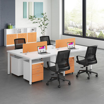 Staff desk 468 people with a brief modern office table and chairs combined with four screen computer staff table
