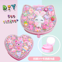 Children diy making hand paste jewelry box Princess cartoon jewelry storage box Girl fashion cute gift