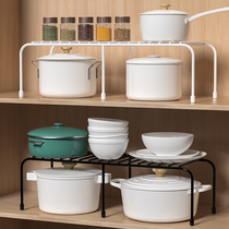 Retractable wrought wrought iron kitchen tiered cabinet dish rack kitchen utensils drain storage rack household compartment shelf