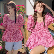 Maternity dress Summer thin short-sleeved top Fairy skirt net red suit Summer maternity dress Summer large size