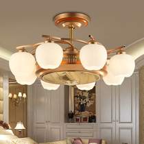 American negative ion fan lamp invisible ceiling fan living room lamp bedroom simple home restaurant European electric fan chandelier