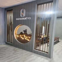 Stainless steel screen new Chinese metal living room hotel partition into the home titanium hollow porch simple light luxury carved