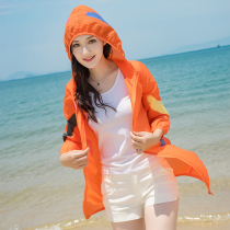 Outdoor medium long sunscreen clothing womens summer light sports windbreaker breathable skin coat sunscreen clothing mens coat thin shirt