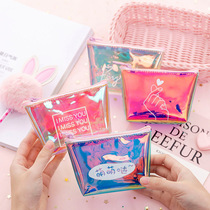  Creative laser coin purse Small fresh student mini colorful cute girl heart hard coin bag Key bag coin bag