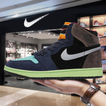 aj mens shoes official web color splicing Putitian joint summer casual board shoes genuine aj1 high help shadow grey