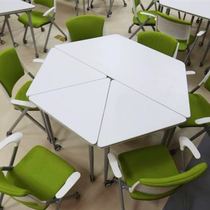 School classroom desks and chairs group discussion wheel mobile psychological counseling student training table hexagonal conference table