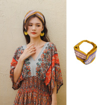 Bohemian ethnic wind hairband contrast color wide-brimmed hairband hairband female seaside vacation travel photo headdress headband