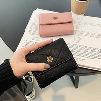 Japanese Camellia wallet women short 2021 new folding Joker Korean fashion student three fold buckle