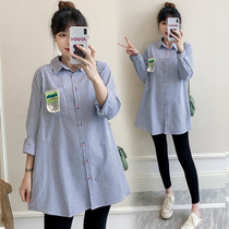 Pregnant women Spring and Autumn shirt long sleeve T-shirt top Autumn Autumn long size professional shirt dress day