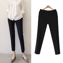 Korean small feet nine-point trousers womens spring summer and autumn slim body slim thin high waist loose straight pipe pipe pants women
