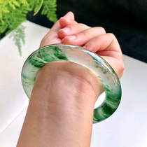 Pingzhou jade bracelet high ice seed floating sun green flower Ding Princess bracelet thin round jade bracelet sunny concubine female