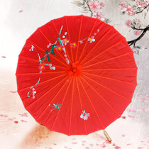 Pure color vegetarian side without flowers silk cloth waterproof holiday Heqing New Year Decorative Walking Show Oil Paper Umbrella floor Ceiling Big Red