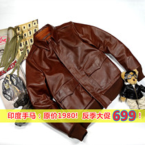 Indian hand Masoni favorite edition A2 flying leather jacket Tyrone Hardware handmade vegetable-tanned horse leather leather clothing