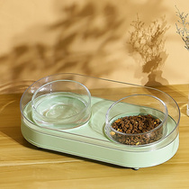 Cat Bowl Ceramic Food Basin Glass Double Bowl Protection Cervical cat Cat Food Cat Rice Basin Anti-Turn Pet Water Bowl Dog Bowl