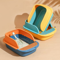 Full open cat litter basin anti-sand anti-splashing semi-enclosed oversized cat toilet kitten litter bowl cat supplies