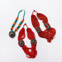 Tibetan jewelry Tibetan jewelry Nepal necklace Tibetan Tibetan female glass imitation cut loose turquoise beeswax