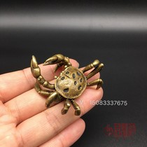 Bronze crab small piece solid brass eight square of crab bronze hand piece of copper small brass paste micro-carved antique play