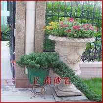 Yijin sandstone relief round carving courtyard decoration landscape sculpture decoration hotel club Villa decoration beauty flower pot