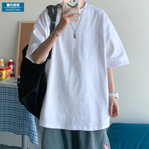 Simple white sports short-sleeved T-shirt mens summer ins couple top Loose tide brand trend half-sleeve T-shirt undershirt