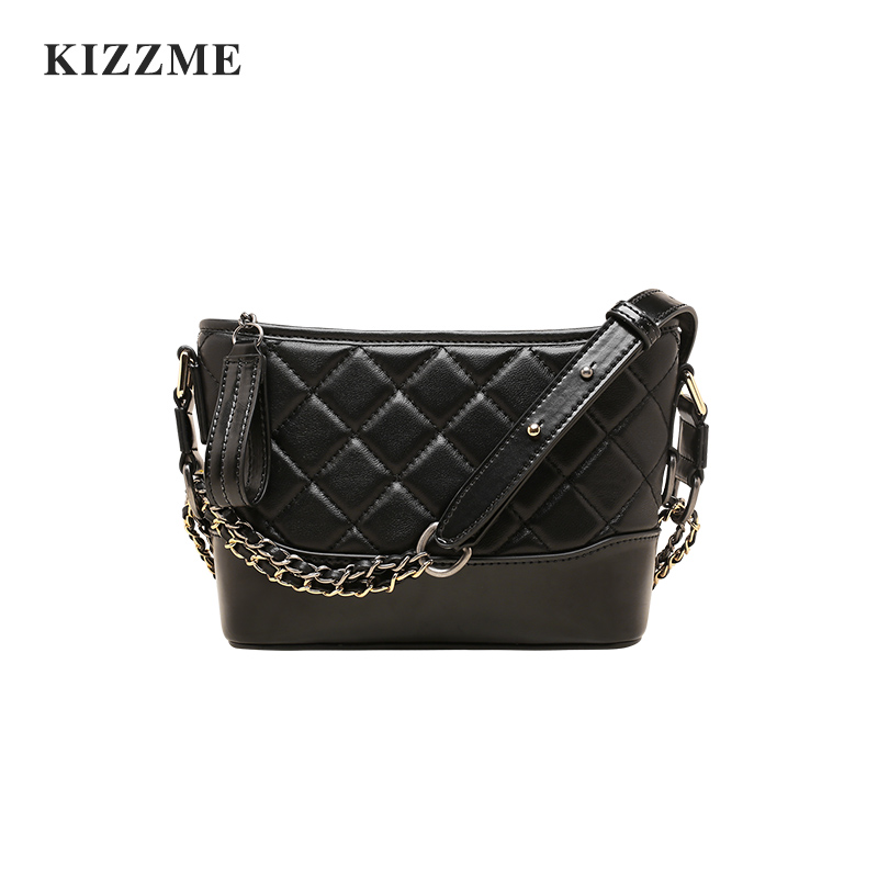 KIZZME Baggage Girls New Type Vagrant Baggage Sheepskin Linger Chain Baggage Double Chain Baggage Girls Baggage with One Shoulder and Oblique Span