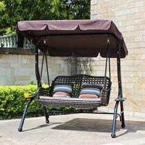 Outdoor swing Double rocking chair Outdoor courtyard hanging basket Rattan chair Balcony Household hanging chair Wrought iron swing chair Hammock