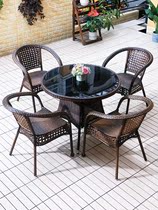 Outdoor balcony table and chair rattan chair three-piece outdoor garden rattan chair Household simple leisure small coffee table combination