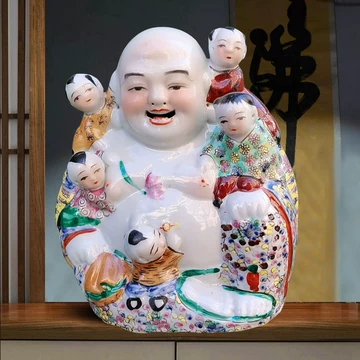 宋龍泉窯彫刻五子登科弥勒仏像 装飾品 現代工芸品 美術品 置物 楽天市場】【安心のメーカー直営、直送】 イスム『弥勒菩薩