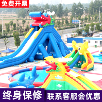 Water slide Elephant yacht Triangle large inflatable pool bracket Swimming pool break through water park combination