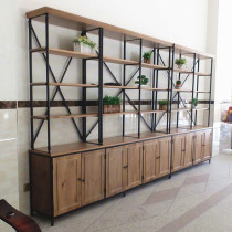 Industrial style retro iron solid wood bookcase bookcase combination floor-to-floor multi-layer living room simple creative shelf display cabinet