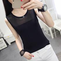 Ice silk vest womens new versatile sleeveless T-shirt bottoming halter sweater short top thin