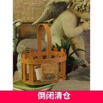 YOURHOME) American Country Wooden Handle Flower Basket