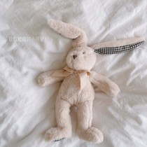 Nordic soft cute retro plaid rabbit doll plush toy paced Doll Girl heart gift ins