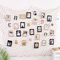 Creative fishing net photo wall Wall album wall Creative album ins wind grid pylons hemp rope clip Message wall