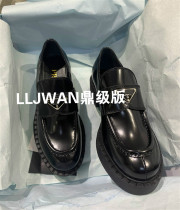 Small Leather Shoes Woman 2021 Autumn Winter Genuine Leather Shoes Single Shoe Heightening Thick Bottom Display Slim Casual Thick Bottom Pine Pastry Lefu Shoes Woman
