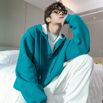 CHICERRO Sicilian mens blue loose sweater mens early autumn new sports embroidery couple long sleeve coat