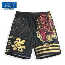 Mens quick-drying loose beach pants tide brand ins printing can be launched into the water five points plus size shorts national tide swimming trunks vacation