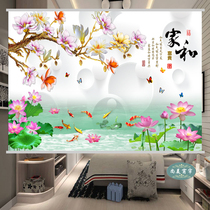 Customized home and rich bamboo 3D curtain roller blind painting full shading sunshade bead lifting hand drawing living room bedroom