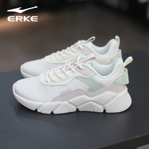  Hongxing Erke womens shoes 2021 autumn new leather sports shoes lightweight running shoes casual shoes 12121314033