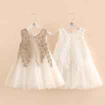 Baby vest gauze skirt 2021 summer new girls  Childrens clothing splicing dress long skirt qz-3903