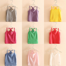 Girl Sleeveless T-shirt Summer 2022 New Childlike Summer Clothing Candy Color Knit Crossover Vest tx-0985