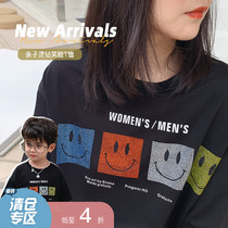 ivan home childrens clothing 2021 New Tide Smiley Face parent-child clothes T-shirt thin comfortable Mother and Child womens casual short sleeves